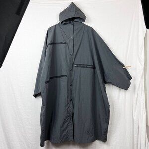 Manahe Art To Wear Nylon Poncho Jacket One Size Unisex Futuristic Lagenlook Grey